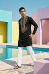 Black Neck Kurta Set For Men