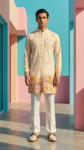 Shubhaarambh Men's Elegant Cream Kurta – Perfect for Weddings and Festive Wear