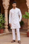 White Embroidered  Kurta With Pent