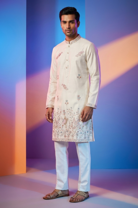 White Kurta for Men Wedding Style With Pant