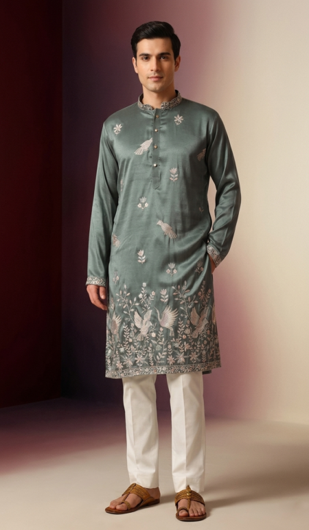 Pista Green Kurta for Men Wedding   ( Kurta With Pent )