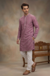 Pink Embroidered Kurta With Pent