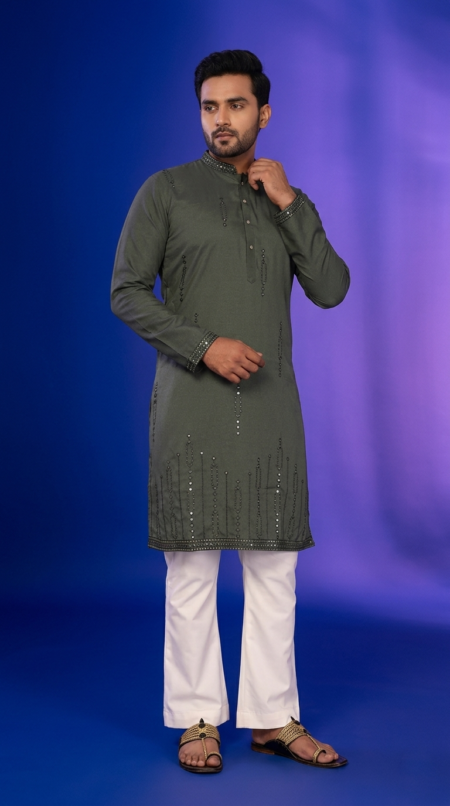 Green Kurta for Men Wedding Style With Pant