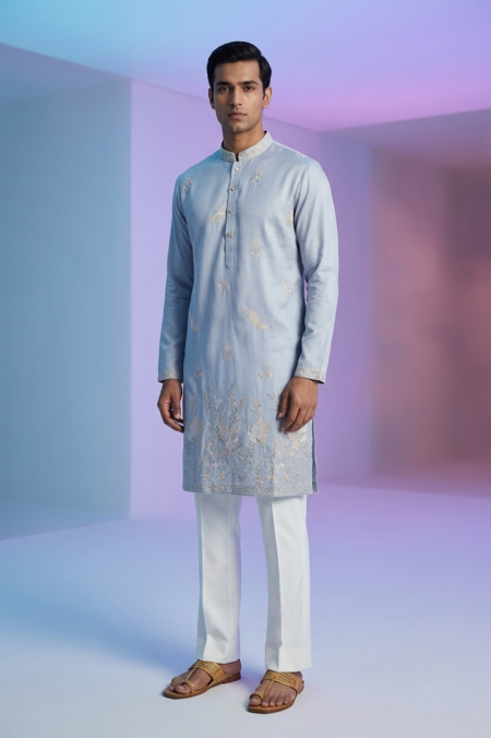 Sky Kurta for Men Wedding Style With Pant