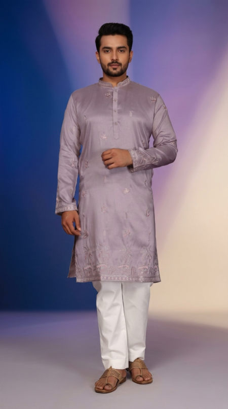 Purple Kurta for Men Wedding Style With Pant