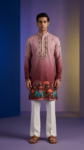Luxury Mauve and Maroon Gradient Kurta for Men - Wedding & Festive Wear