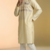 Men's Lemon Pastel silk kurta with elephant motif embroidery and mandarin collar (1)