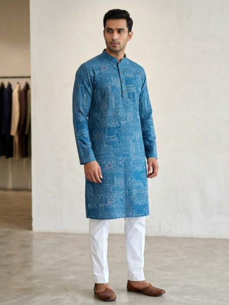 Men's Morpich Bandhani Style Printed Kurta | Casual & Festive Wear for Men