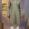 Men's Sage Green Embroidered Kurta with Sequin Work for Weddings (1)