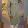 Men's Sage Green Embroidered Kurta with Sequin Work for Weddings (1)