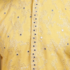 Men's bright yellow festive kurta featuring intricate mirror embroidery and mandarin collar, perfect for Haldi ceremony (1)
