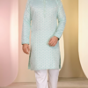men-sea-green-printed-kurta-white-trousers (1)