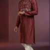 wine-silk-men-kurta-elephant-embroidery (1)