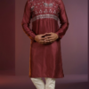wine-silk-men-kurta-elephant-embroidery (1)